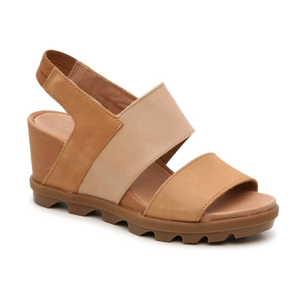 WOMEN'S SOREL JOANIE II SLINGBACK WEDGE SANDAL SIZE 10 VELVET TAN